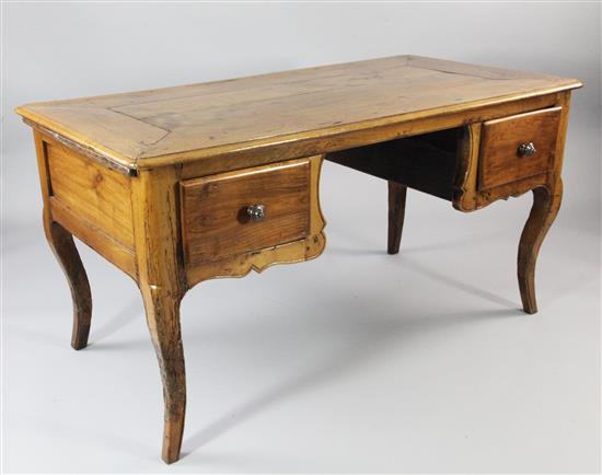 A 19th century French provincial kneehole desk, 4ft 9in. x 2ft 5.5in. x 2ft 5.5in.